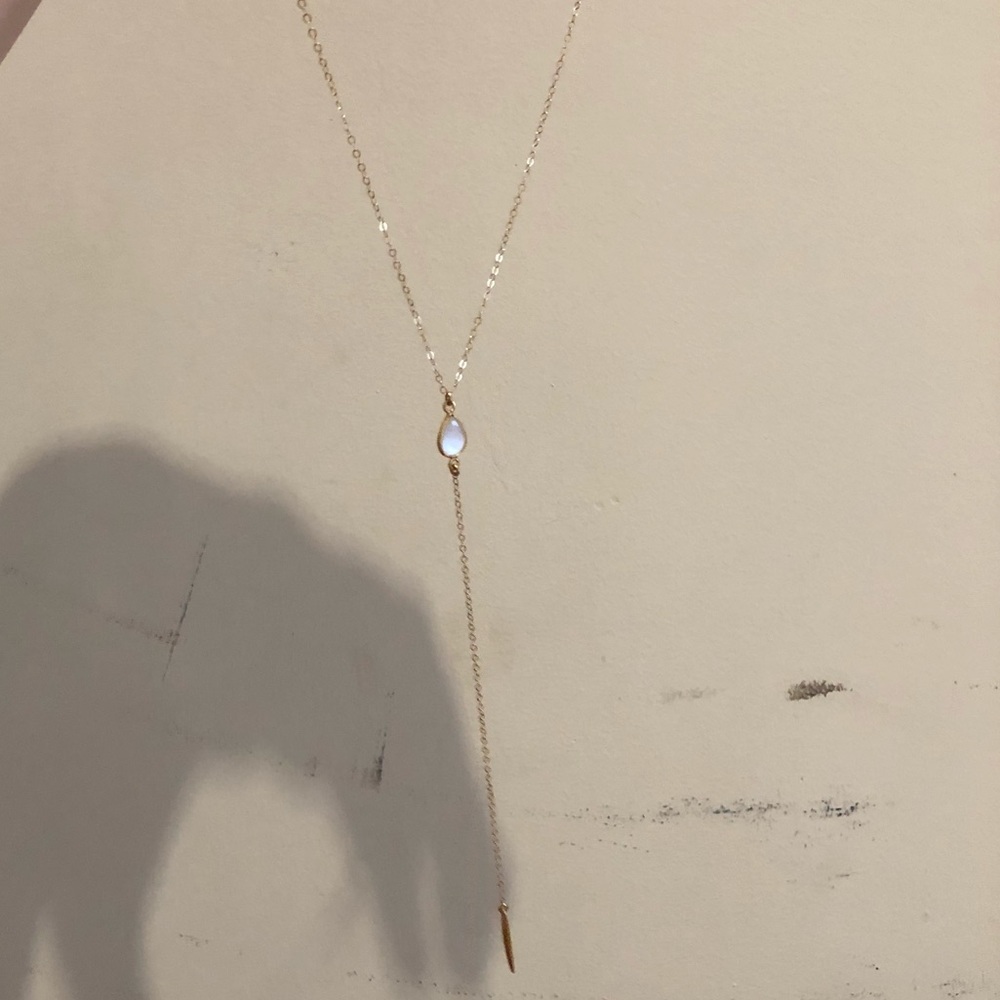 White Stone Tassel Necklace